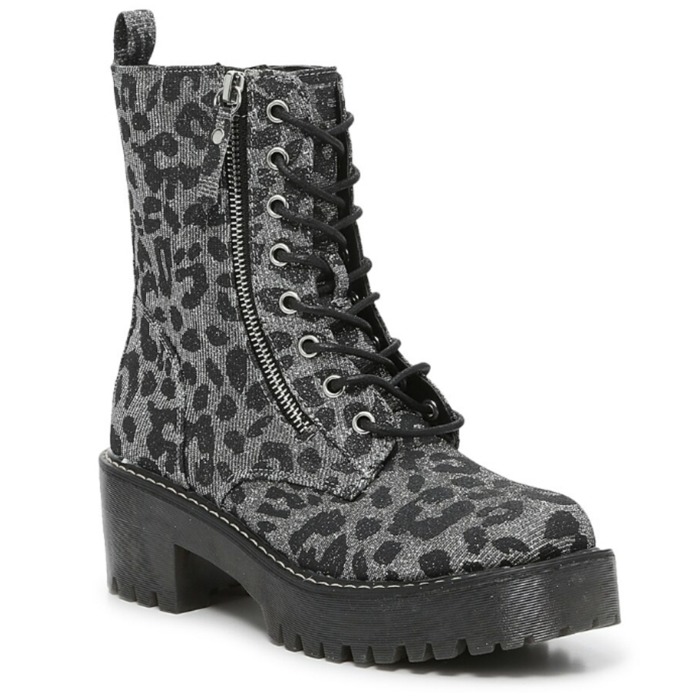 ๐ฃMIX No. 6 Rocklyn Shimmer Leopard Combat Boots - Picture 1 of 16